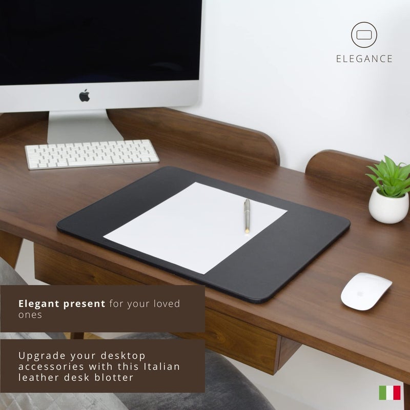 Maruse Luxury Italian Leather Desk Pad - Maruse Handmade Black Desk Mat, Ultimate Office Desk Protector & Writing Blotter, Premium Leather Accessories for Computer and Conference - Image 3